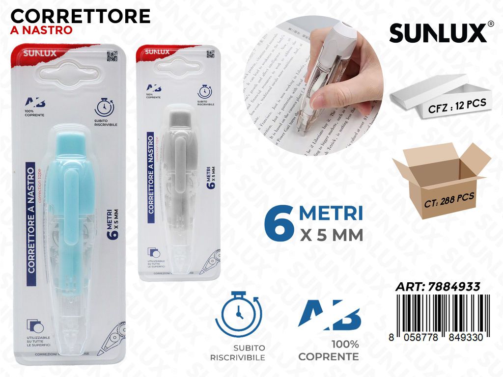 Sunlux Correttore a Nastro Ass. 6MT*5MM