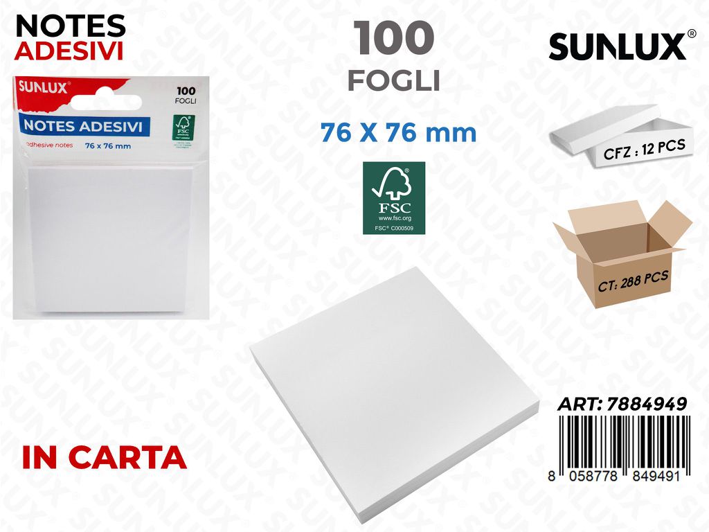 Sunlux Notes Adv Bia. 100F 76*76MM