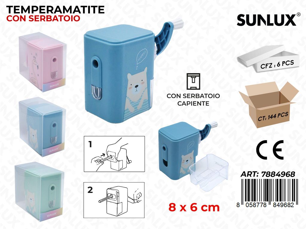Sunlux Temperamatite c/ Serbatoio Ass. 8*6CM