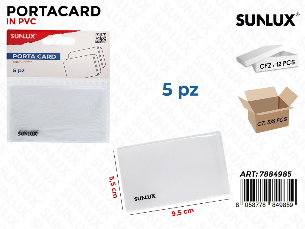 Sunlux Porta Card Pvc Trasp. 5PCS 9.5*5.5CM