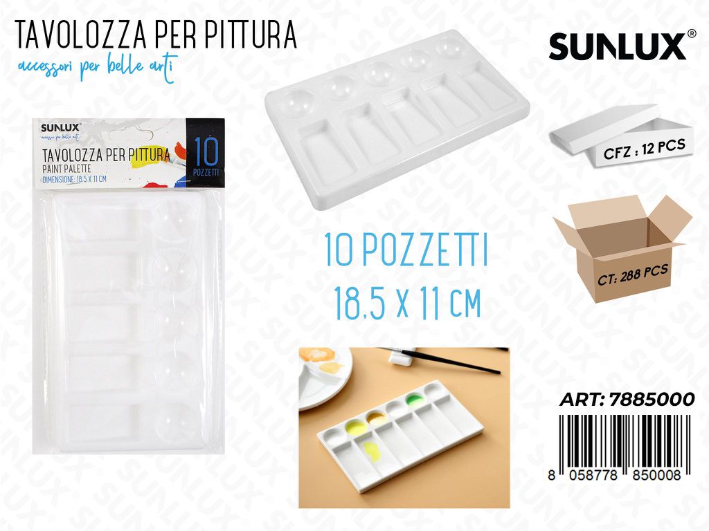 Tavolozza per Pittura 18.5*11CM 10POZZETTI