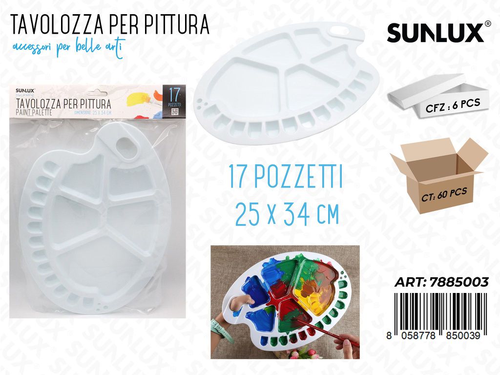 Tavolozza Colori 25*34CM 17 Pozzetti