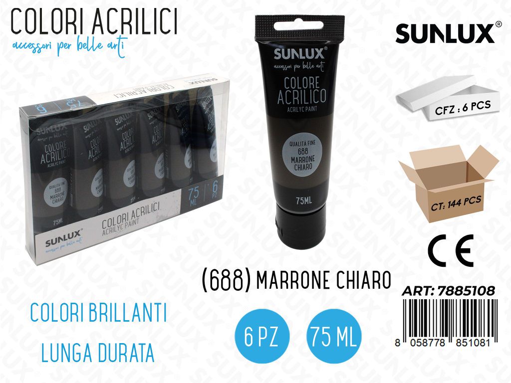 Colori Acrilico 75ML 688 Marrone Chiaro / Pz da 6