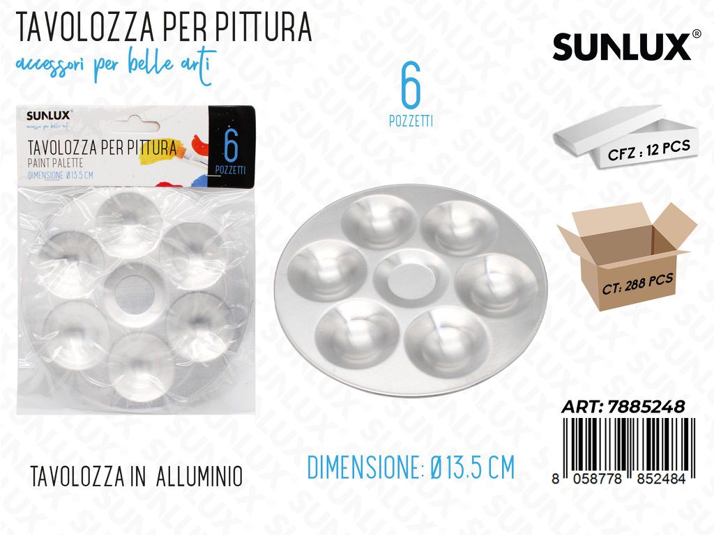 Sunlux Tavolozza per Pittura 6POZZ. 13.5CM