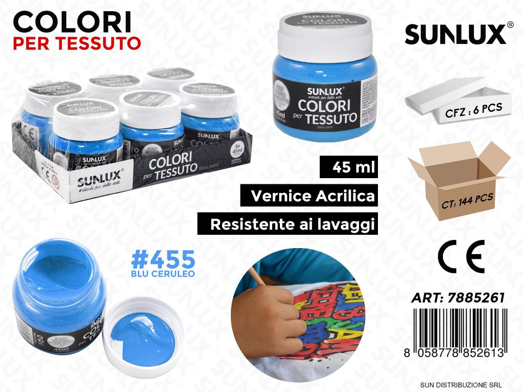 Colori per Tessuto 455 Blu Ceruleo 45ML
