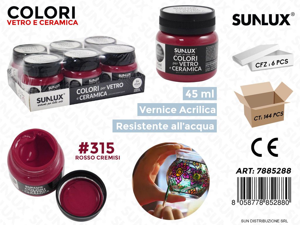 Colori Vetro- Ceramica 315 Rosso Cremisi 45ML