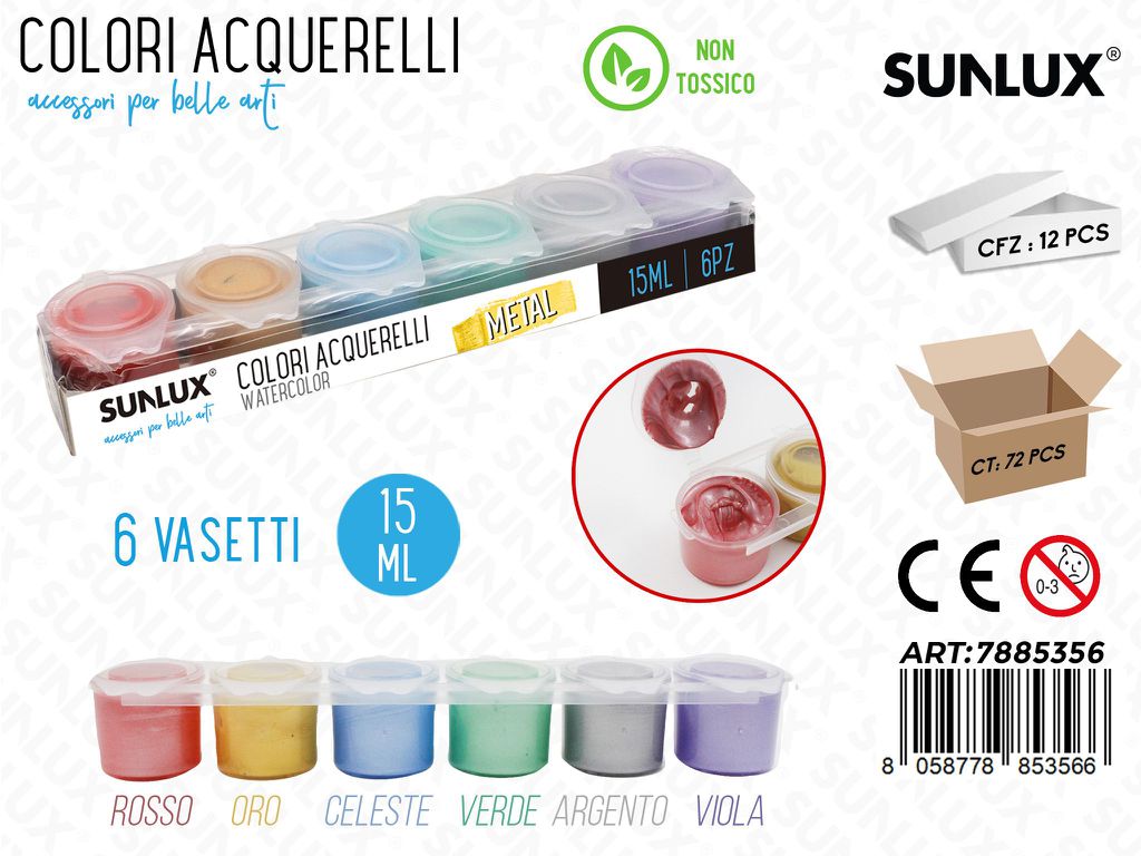 Colori Acquerelli Metal 6COL. Ass. 15ML