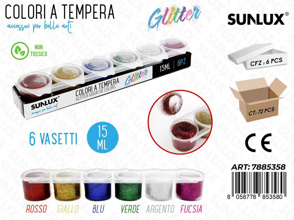 Colori Glitter 6COL. Ass. 15 Ml