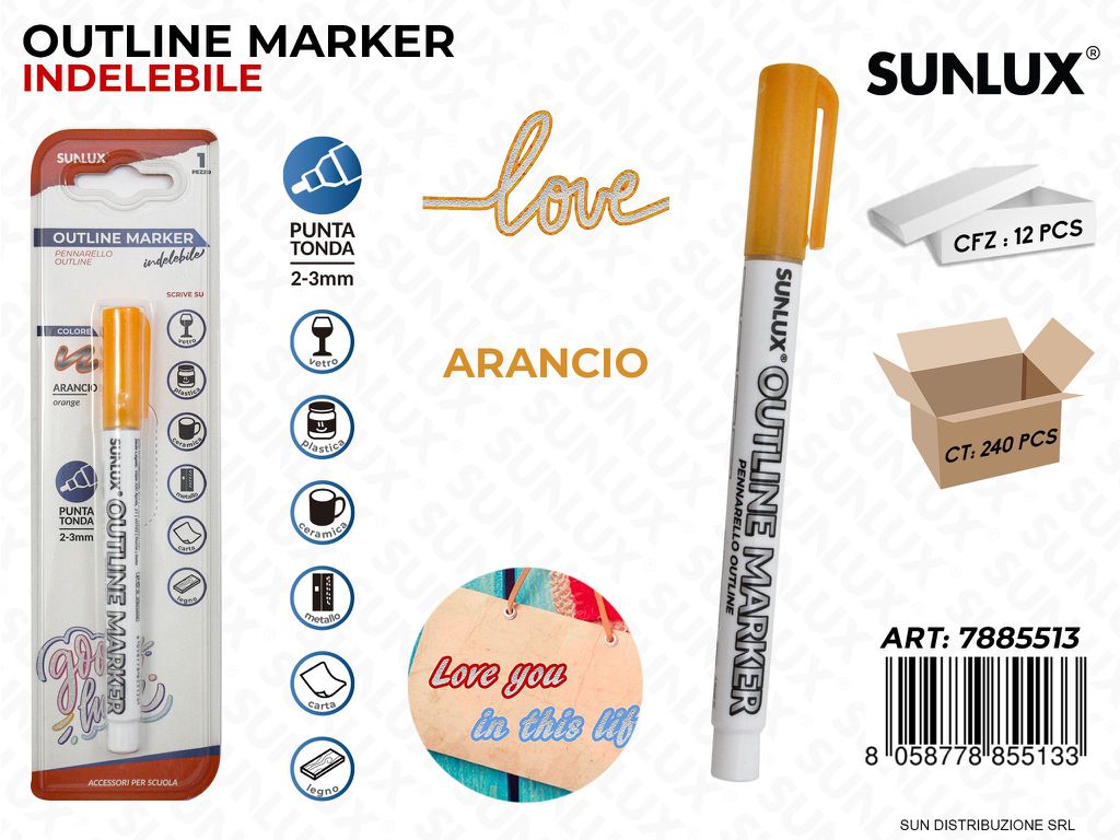Bl. Outline Marker Indelebile Arancio 2-3MM