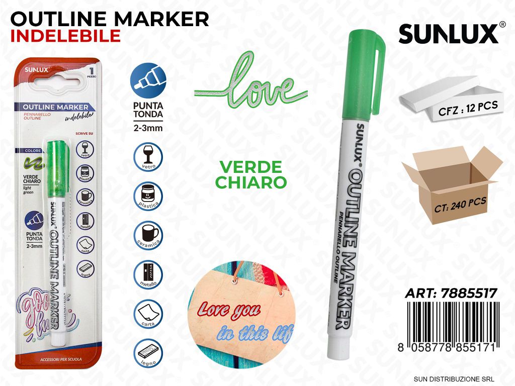 Bl. Outline Marker Indelebile Verde C.2-3MM