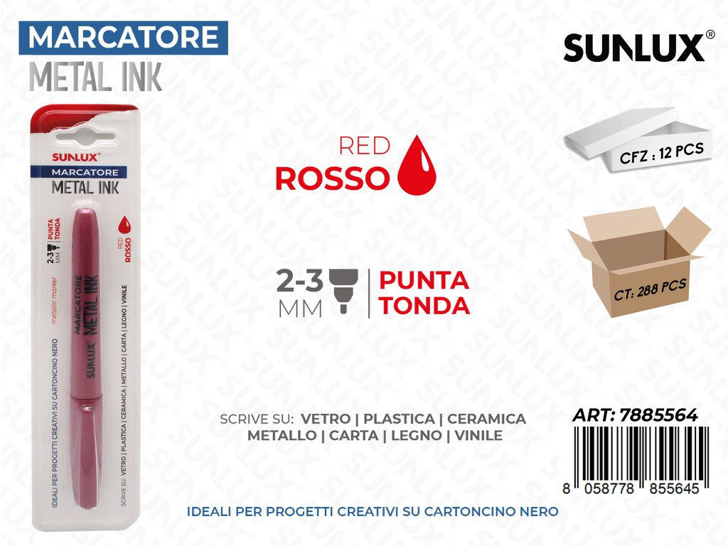 Sunlux Marcatore Metal Ink Rosso 2-3MM
