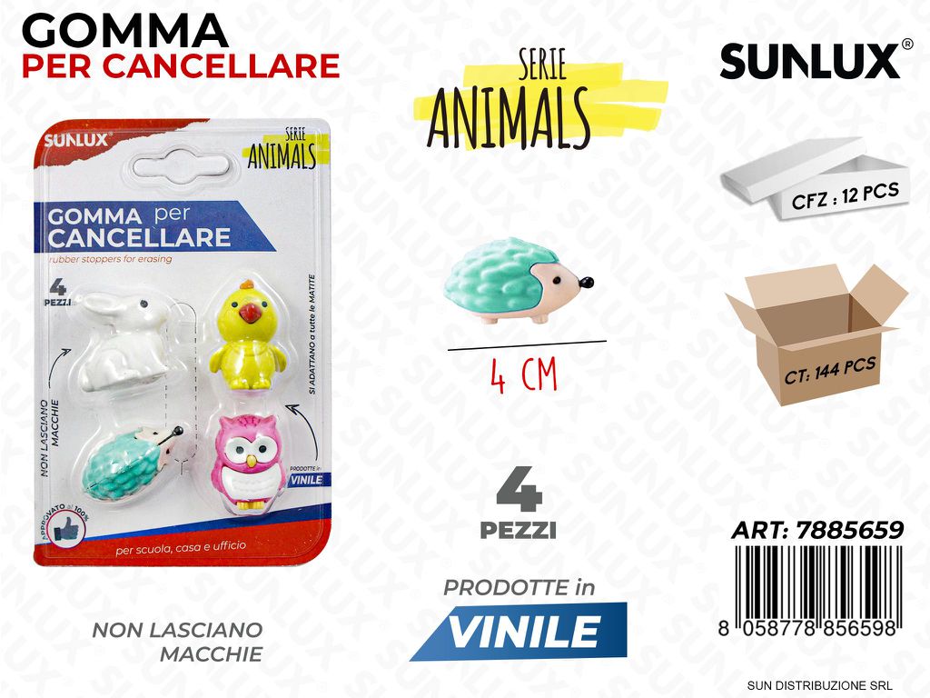 Gomma per Cancellare Animals Ass. 4PCS 4CM