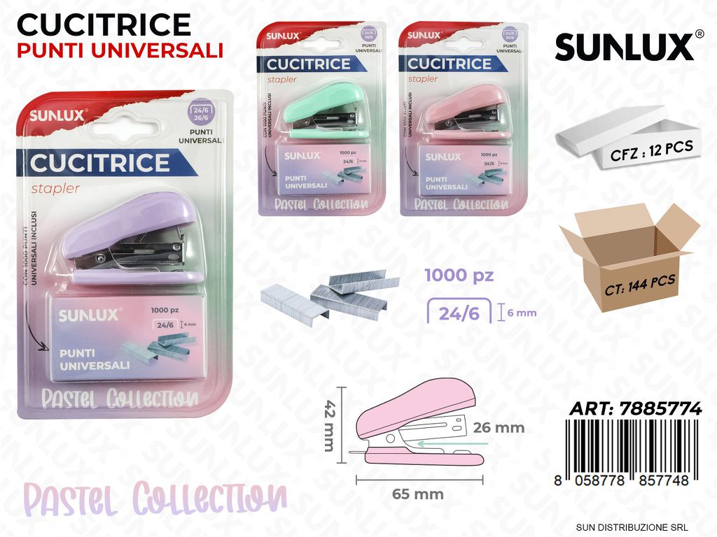Cucitrice C/ Punti Univ. Pastel 42*65Mm