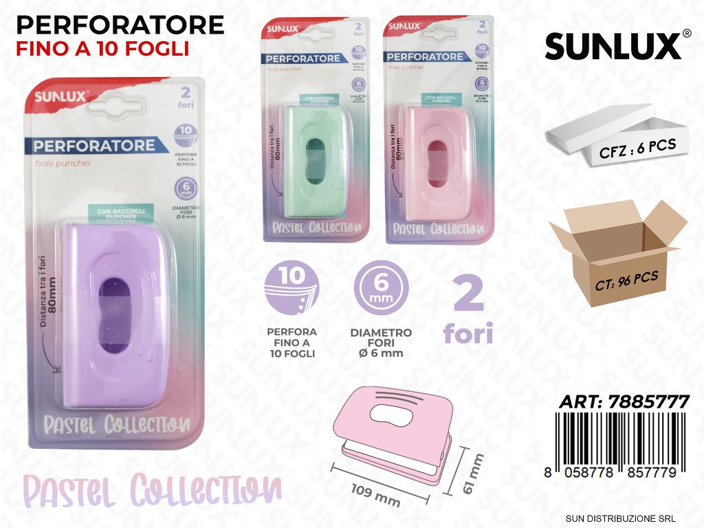 Perforatore Pastel 2Fori Max 10Ff 61*109Mm