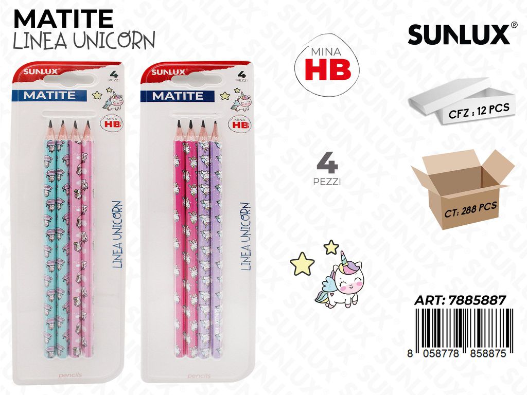 Sunlux Matite Hb L.unicorn 4PCS