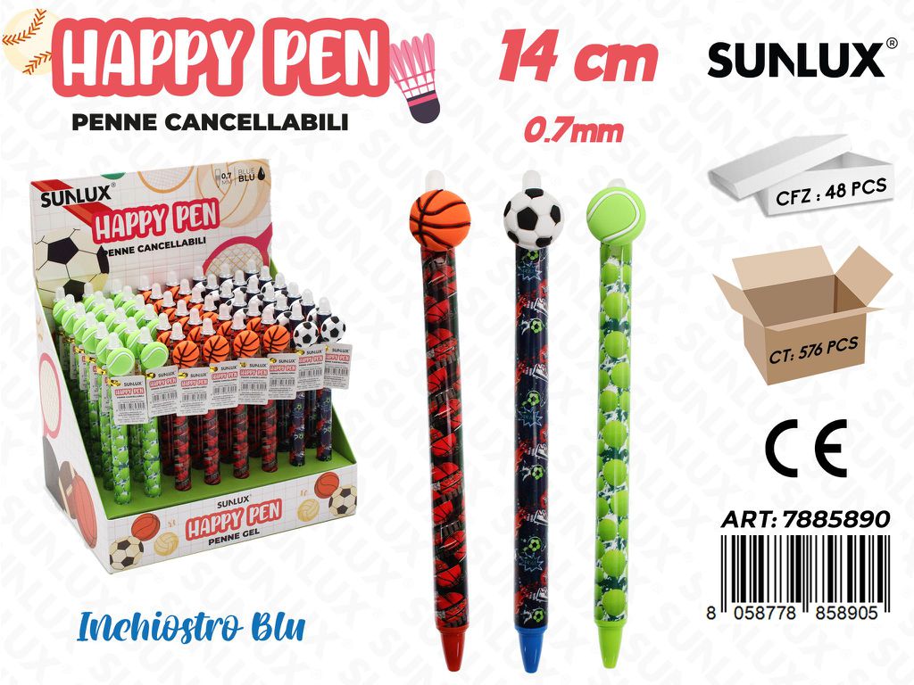 Happy Pen Gel Cancellabili Blu 0.7Mm