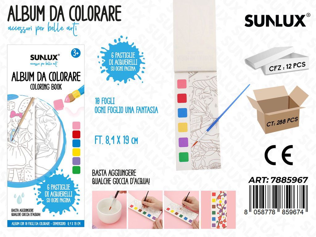 Sunlux Album da Colorare 10FF 8.4*19CM