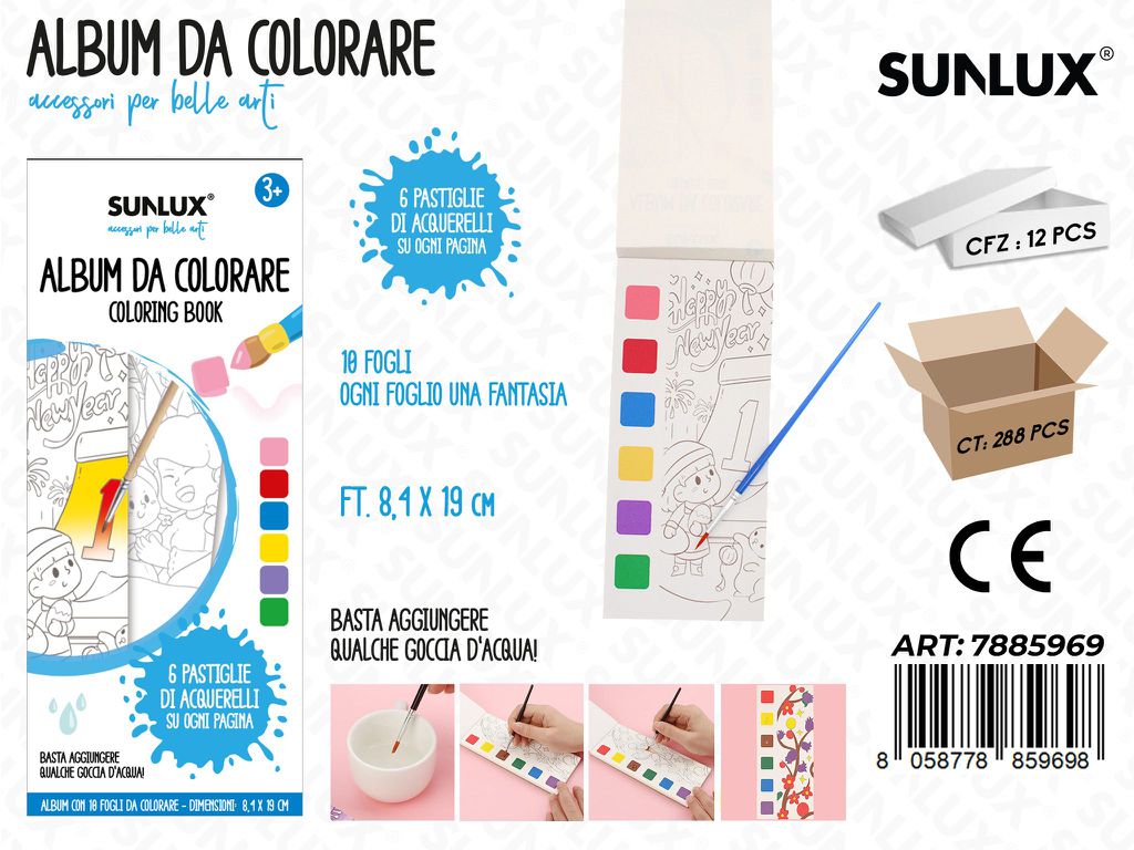 Sunlux Album da Colorare 10FF 8.4*19CM