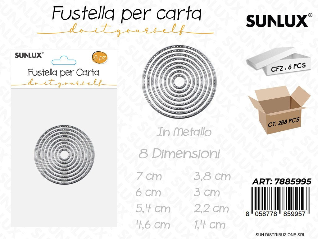 Fustelle per Carta in Metallo 8PCS Ass.