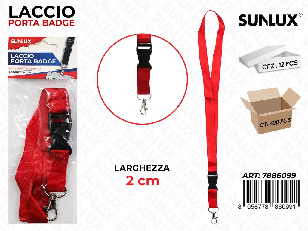Laccio Porta Badge Rosso 2CM