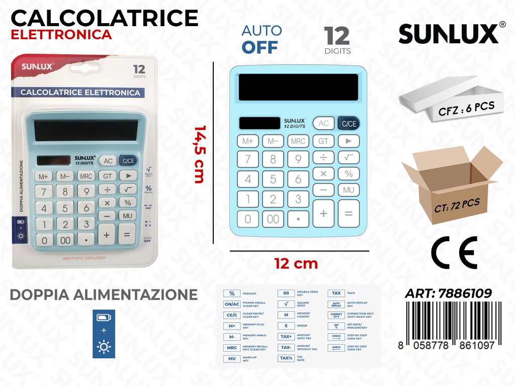 Calcolatrice Elettrica DC-837S Cel. 12*14.5CM