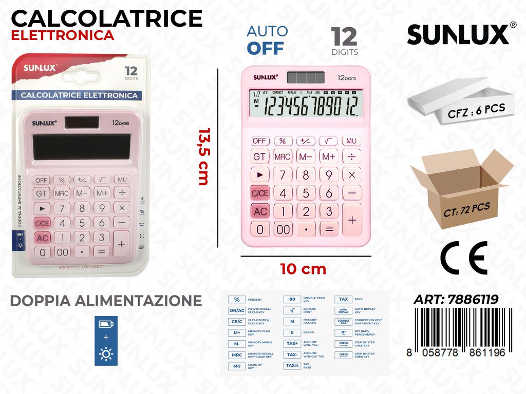 Calcolatrice Elettrica DC-108N Rosa 10*13.5CM