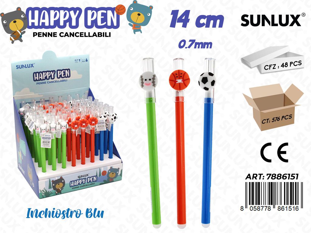 Happy Pen Cancellabili Blu Ass. 0.7Mm