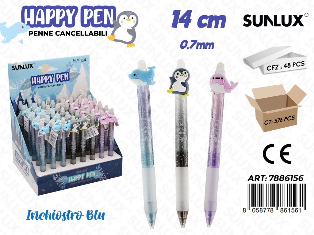 Happy Pen Cancellabili Blu Ass. 0.7Mm