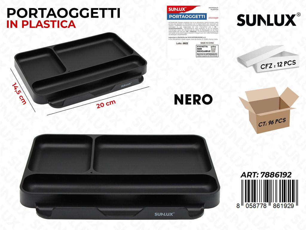 Sunlux Portaoggetti Plast. Nero 20*14.5CM / Pz da 12