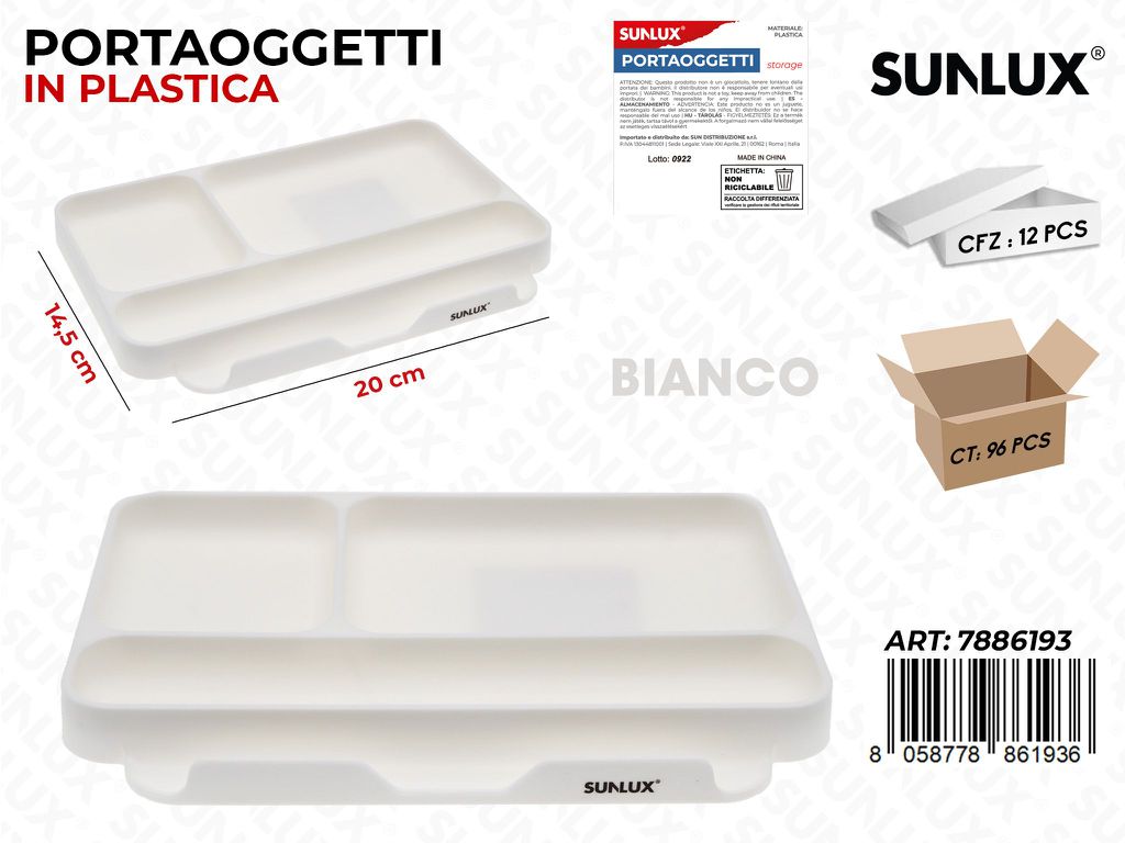 Sunlux Portaoggetti Plast. Bia. 20*14.5CM / Pz da 12