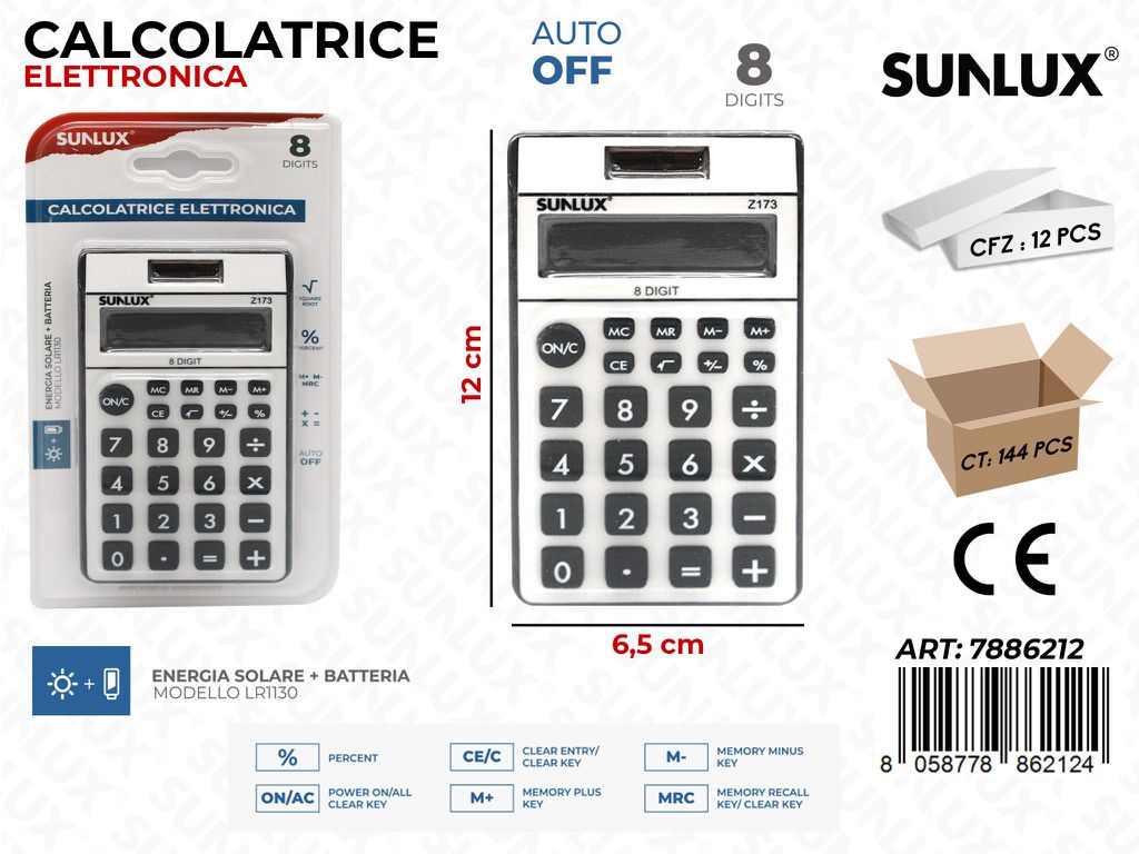 Sunlux Calcolatrice Elettr. Z173 Bia. 6.5*12CM