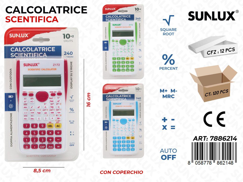 Calcolatrice Scientifica Z172 Ass. 8*16CM