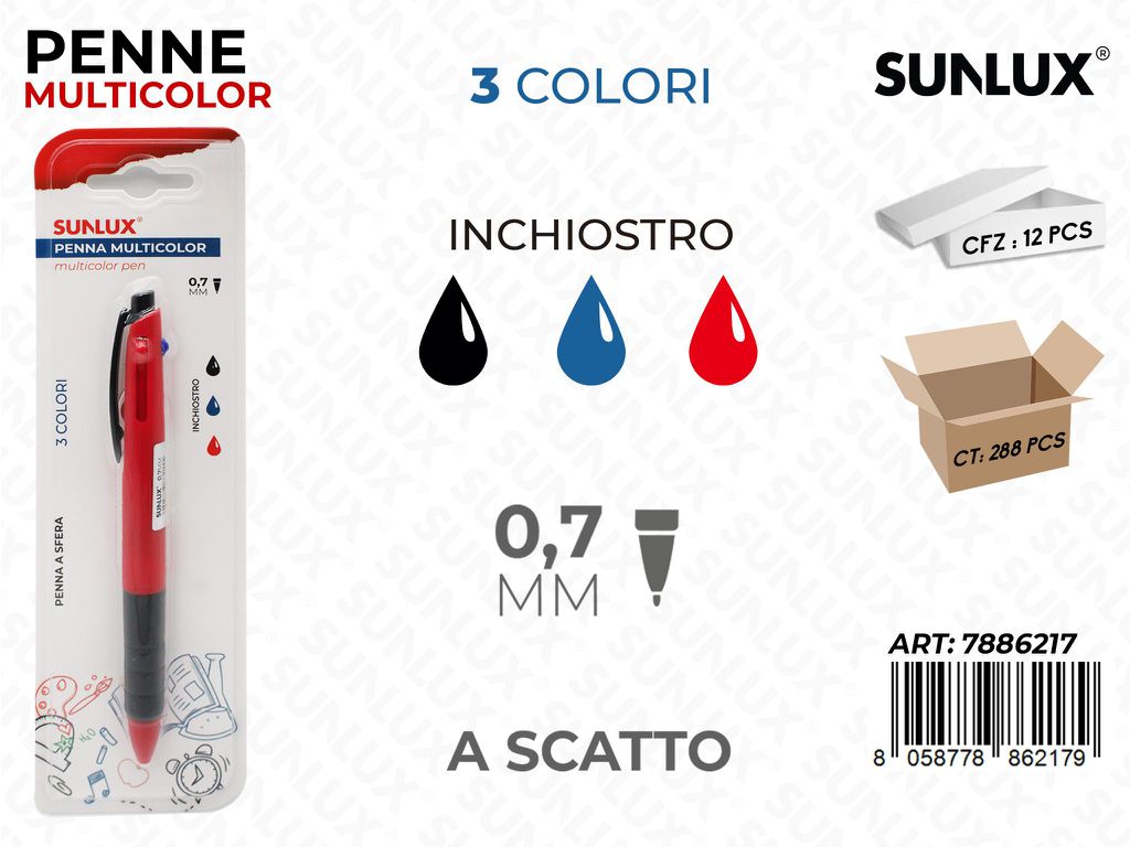 Sunlux Penna Multicolor 0.7MM / Pz da 12