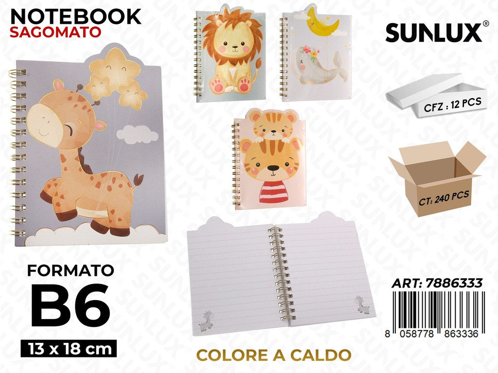 Sunlux Notebook Sagomato col Caldo Ass. B6 13*18CM / Pz da 12