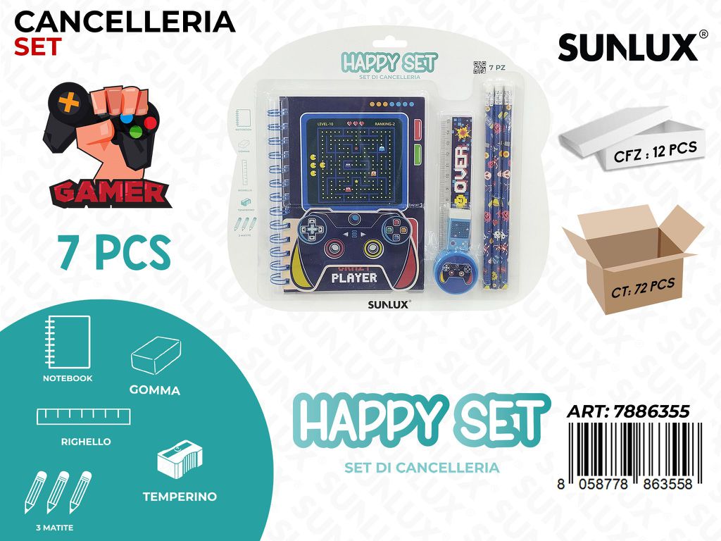 Happy Set Cancelleria Game 7Pcs Ass.
