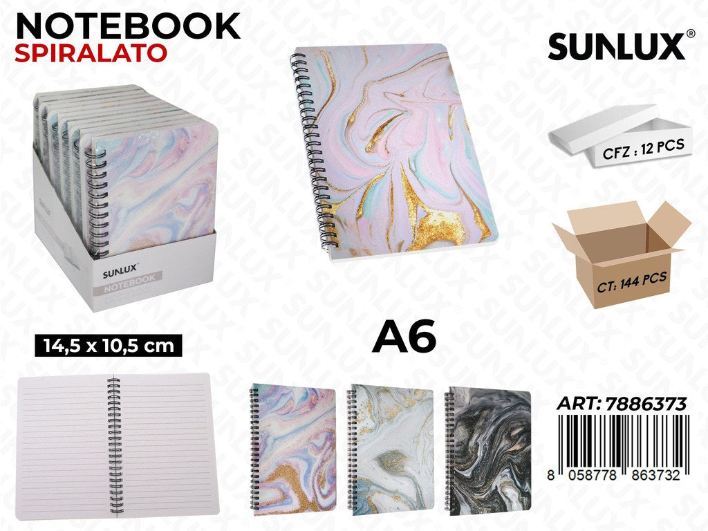 Sunlux Notebook Spirl. A6 14.5*10.5CM