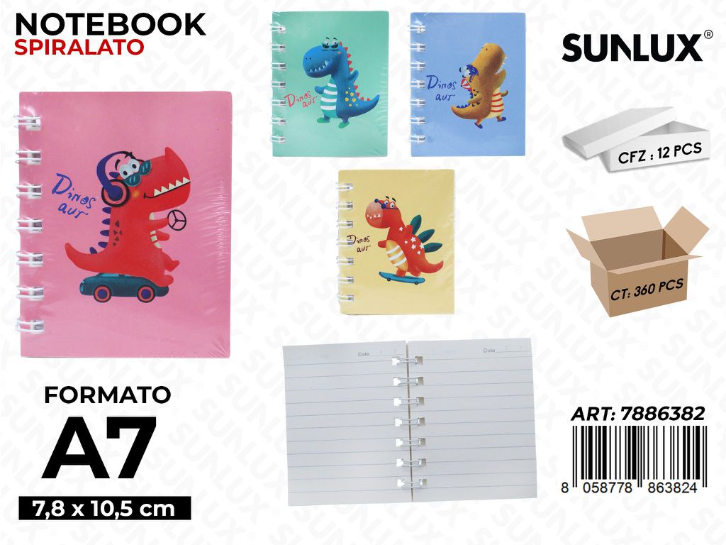 Sunlux Notebook Spirl. Ass. A7 7.8*10.5CM