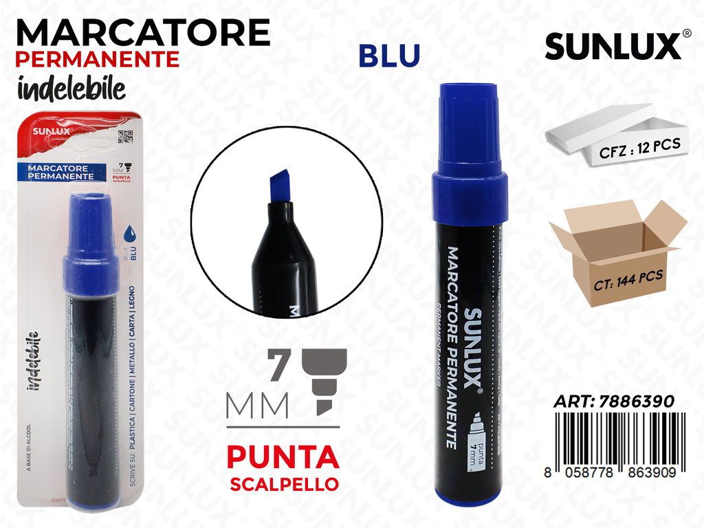 Sunlux Marcatore Perman. Indel. Blu 7MM