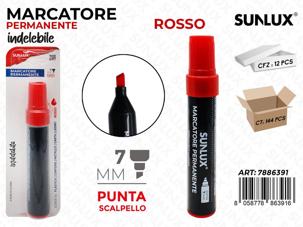 Sunlux Marcatore Perman. Indel. Rosso 7MM