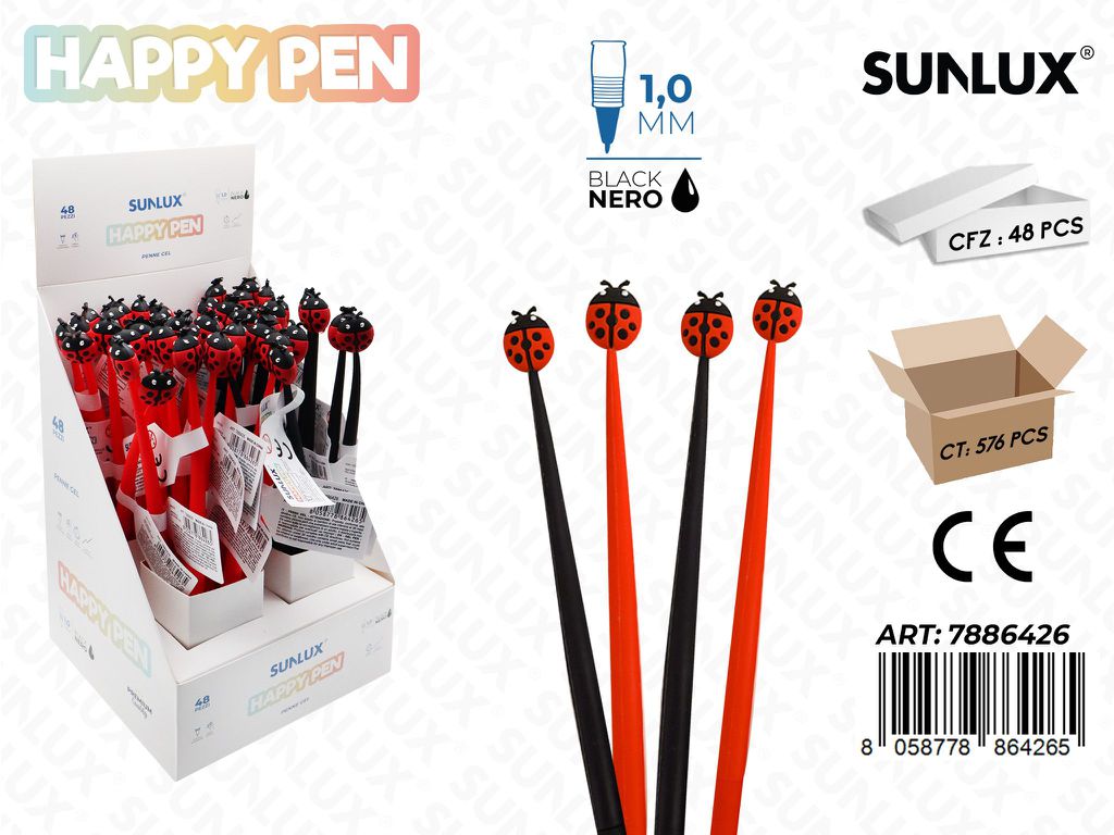 Happy Pen Gel Nero 1.0Mm Coccinella
