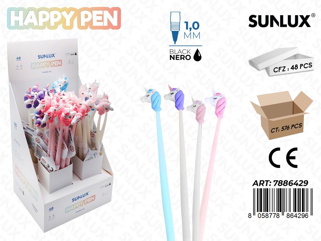 Happy Pen Gel Nero 1.0Mm Unicorn