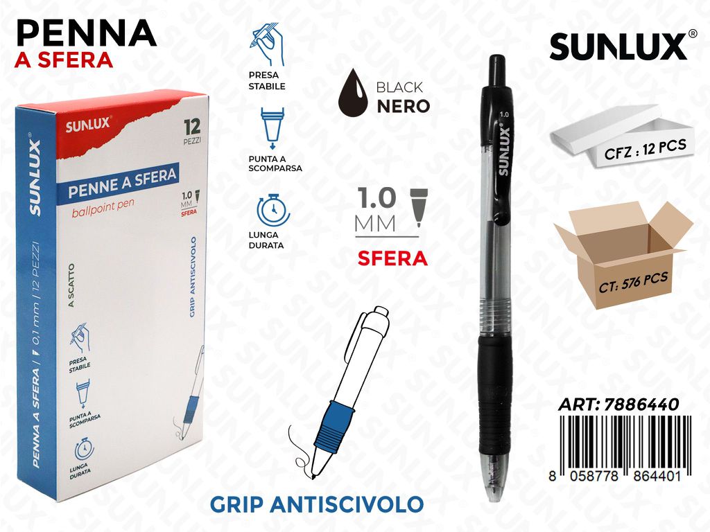 Sunlux Penne a Sfera Nero 1.0MM