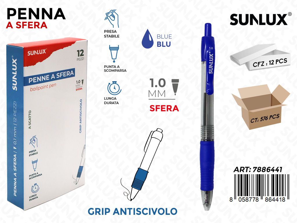 Sunlux Penne a Sfera Blu 1.0MM