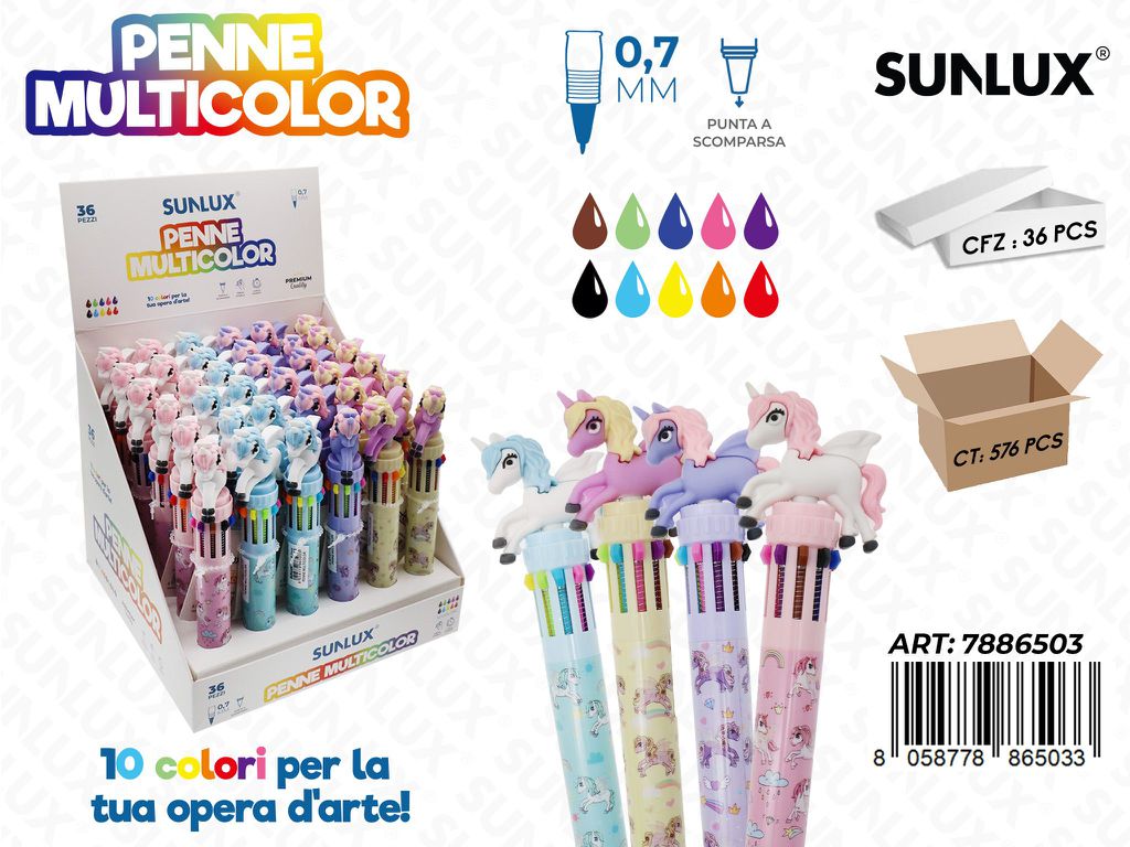 Penne Multicolor Unicorn 0.7Mm