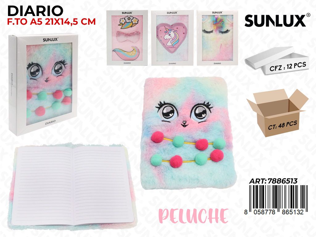 Diario Peluche Ass. A5 21*14.5Cm