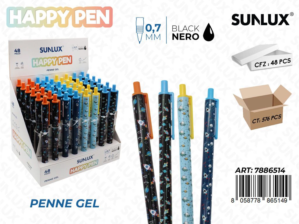 Happy Pen Gel Space Nero 0.7Mm