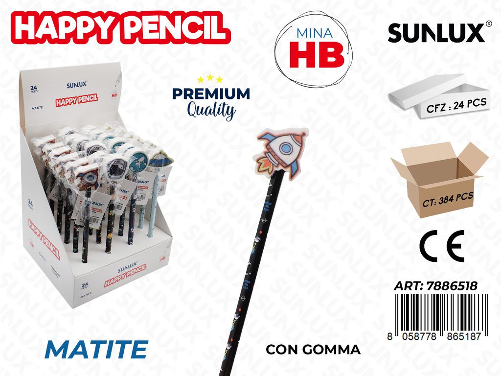Happy Pencil Space C/Gomma Hb