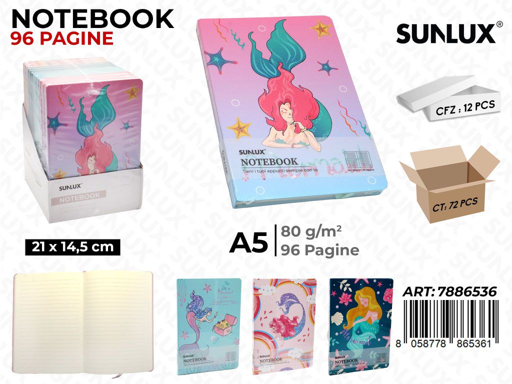 Notebook Ass. A5 21*14.5Cm 96Pag. 80Gr