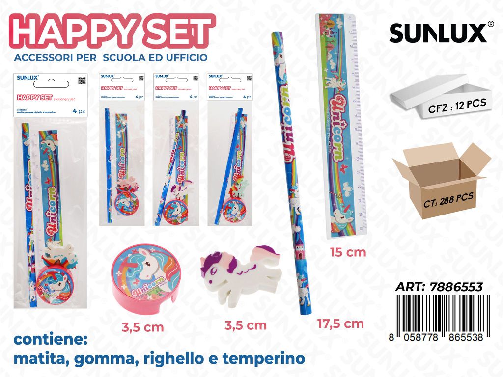Happy Set Unicorno Ass. 4Pcs