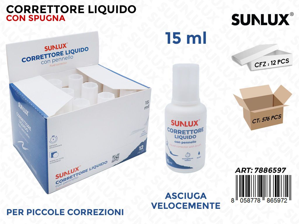 Sunlux Correttore Liquido c/Spugna 15ML